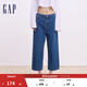 GAP女裝純棉直筒牛仔褲寬松百搭休閑九分褲638509 中度水洗 165/66A(27) 亞洲尺碼