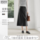 對白咖色PU皮革直筒半身裙女2025秋季新款氣質(zhì)開(kāi)叉顯瘦中長(cháng)款皮裙 靜謐黑 L