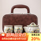 瓷牌茗茶具竹語(yǔ)手抓壺蓋碗大號不燙手便捷旅行茶具高端陶瓷一壺二杯 竹語(yǔ)手抓壺一壺二杯收納包-淺黃小貓