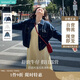 茵曼（INMAN）復(fù)古翻領(lǐng)寬松休閑牛仔短外套春秋季女百搭小個子上衣 深牛仔藍 M