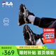 FILA斐樂(lè )兒童BOA旋鈕童鞋2024春中大童男女童復古跑鞋運動(dòng)鞋 黑/城堡灰-QBC 35 內長(cháng)21.5cm
