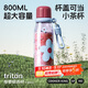 炊大皇水杯女夏季大容量塑料杯子兒童吸管杯tritan水杯800ml（小紅花）