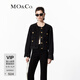 MO&Co.小香風(fēng)金屬紐扣無(wú)領(lǐng)短款黑色休閑牛仔夾克外套設計感小眾 牛仔黑色 M 165