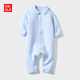 優(yōu)衣庫嬰幼兒寶寶壓線(xiàn)連體衣長(cháng)袖爬爬服嬰兒衣服25秋冬新款478819 60 淺藍色 80cm