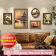良木法式中古風(fēng)裝飾畫(huà)客廳沙發(fā)背景墻掛畫(huà)輕奢高級感2025新款組合壁畫(huà) A-復古組合畫(huà)+復古棕框+圣約翰金 30*40+50*70+33*37+40*30+30*40肌理畫(huà)