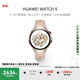 HUAWEI WATCH 5 42mm高端款爍金色904L不銹鋼表殼星云杏素皮復(fù)合表帶首創(chuàng)X-TAP智感窗鴻蒙eSIM通信手表