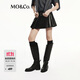 MO&Co.秋新品(附腰帶)中低腰素皮壓褶A字短裙半身裙
