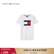 TOMMY HILFIGER春夏童裝男純棉休閑運動(dòng)簡(jiǎn)約旗標色塊印花圓領(lǐng)短袖上衣T恤 白色001 150 12/150cm