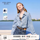 秋水伊人休閑美式牛仔襯衫秋季清倉女裝寬松顯瘦小個(gè)子外套 淺藍 XL