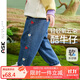 ASK JUNIOR女童褲子秋裝新品小童草莓花朵繡花邊休閑百搭牛仔防蚊褲