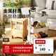宜家（IKEA）拉斯克家居小推車(chē)三層置物架移動(dòng)茶水桌客廳咖啡桌廚房?jì)ξ锸占{架 【升級款】米色黃色帶蓋大號 35*45*77cm