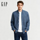 蓋璞Gap男裝春款時(shí)尚寬松廓形牛仔襯衫休閑上衣美版736872 藍色 XL 美碼  2XL亞洲碼185/108A