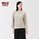 無(wú)印良品（MUJI） 女式 華夫格編織 圓領(lǐng)長(cháng)袖T恤 上衣打底衫內搭秋季女裝針織衫 燕麥色 M （160/84A）
