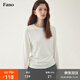 fano studios【現貨】范洛Fano 毛邊寬松圓領(lǐng)T恤女2025秋季仿羊絨插肩袖上衣短 白色 M （第二批）