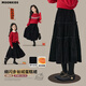 優(yōu)優(yōu)1點(diǎn)（Yoyo one）女童絲絨蛋糕裙子秋冬新款兒童高級感半身裙冬裝女孩加厚黑色長(cháng)裙 4551黑色絲絨長(cháng)裙 140 140cm