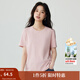 茵曼（INMAN）索羅娜短袖基礎白T恤女2025夏季寬松顯瘦百搭休閑舒適上衣 粉色 L