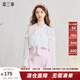 兩三事云煙成霧 2025夏季新款甜美拼布荷葉邊長(cháng)袖白色上衣女寬松 白色 S