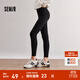 森馬（Semir）休閑褲女修身磨毛輕暖小腳褲2024秋冬新款顯腿長(cháng)九分鯊魚(yú)褲瑜伽褲 黑色90001 M