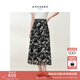 玖姿·安娜蔻優(yōu)雅藝術(shù)感花卉分割設計雪紡半身裙塔裙女2025秋季新款 花黑 2XL