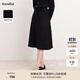 珂萊蒂爾秋季優(yōu)雅氣質(zhì)細支羊毛A字裙半身裙女 黑色 S