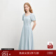 自巧小個(gè)子短袖大方得體氣質(zhì)連衣裙女2025夏季新款獨特漂亮掐腰裙 嬰兒藍 M （尺碼：4） 拍前請聯(lián)系客服確認