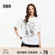森馬（Semir）[商場(chǎng)同款]短袖T恤女中長(cháng)款2025夏oversize上衣小眾101325100086