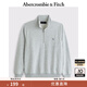ABERCROMBIE & FITCH男裝25春季經(jīng)典小麋鹿毛圈布美式復古半拉鏈長(cháng)袖衛衣KI122-5252 淺麻灰色 XL (180/116A)
