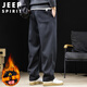 JEEP SPIRIT吉普休閑褲男秋冬季韓版直筒運動(dòng)褲子男士大碼衛褲 黑色 2XL