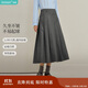 茵曼休閑百褶半身裙2025秋女裝新款高腰顯瘦A字中長(cháng)裙 蘑菇灰 XL