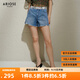 艾諾絲雅詩(shī)【商場(chǎng)同款】2025夏季新品新疆棉顯瘦高腰水洗短褲牛仔褲40533285 牛仔蘭 M