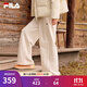 FILA 斐樂(lè )官方女士針織長(cháng)褲冬季新款休閑寬松加絨抗菌闊腿褲 蒸汽白-IV M