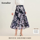 珂萊蒂爾2025夏季新款氣質(zhì)高腰印花半身裙女通勤A(yíng)字裙 灰紫紅色 L