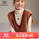 牧什 V領(lǐng)山羊絨馬甲女士100%純羊絨坎肩女寬松條紋針織打底衫MC235R1 淺駝色 均碼