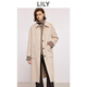 LILY100%羊毛LILY2025冬新款簡(jiǎn)約翻領(lǐng)寬松通勤淺色毛呢大衣外套女長(cháng)款 606淺米 S