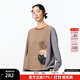 幻走（MOVEUP）2025秋季新款.FUN系列沙點(diǎn)貓咪印花條紋短款T恤女 咖啡間條 M