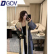 DGOV撞色假兩件連帽針織外套女秋冬新款小眾氣質(zhì)感寬松中長(cháng)款外套 灰色-加厚 M 斤