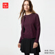 優(yōu)衣庫女裝精紡美利奴羊毛羅紋圓領(lǐng)針織短開(kāi)衫/25秋冬新款478336 18 暗紅色 L /160/88A