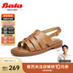 Bata羅馬軟底涼鞋女2024夏商場(chǎng)同款羊皮涼鞋AON06BL4 棕色 36