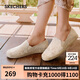 斯凱奇（SKECHERS）女鞋秋季漁夫鞋單鞋新中式蕾絲平底鞋淺口一腳蹬通勤鞋113025