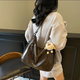瑜尚臻品 托特包復古大容量通勤女包2025新款輕奢小眾高級感雙肩包 咖啡色 單包+掛件搞怪精靈