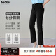 MsShe【面膜微喇牛仔褲】大碼女裝2025秋夏季胖mm顯瘦直筒七分褲子 牛仔黑色現貨 2XL