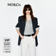 MO&Co.【C+系列】輕薄西裝2025夏新品綿羊毛混紡MBE2BLA001淡人穿搭 深花灰色 S 160