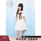 紫涵（ZIHAN）紫涵撞色蝴蝶結(jié)方領(lǐng)連衣裙女2025年夏季新款甜美減齡收腰顯瘦短裙 白底印花 L