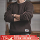 馬登工裝 圓領(lǐng)粗線(xiàn)毛衣男秋季阿美咔嘰寬松復古純色保暖針織衫 咖啡色 M