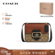 蔻馳（COACH）【品牌直供】女包休閑輕奢單肩斜挎馬鞍包禮物女禮物 卡其老花拼紅色CL462 IME7V