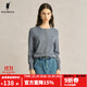 POLOWALK女士針織衫2024秋季新款純色簡(jiǎn)約圓領(lǐng)長(cháng)袖開(kāi)衫女打底衫 灰色 L (165) (165)