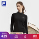 FILA 斐樂(lè )25冬季新款健身運動(dòng)半拉鏈瑜伽跑步內搭加絨保暖女子長(cháng)袖T恤 深黑-BK L 170/88A/L