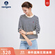 Navigare意大利小帆船女士衛衣25春秋季新品圓領(lǐng)條紋女裝寬松顯瘦純棉上衣 藍白條紋 L