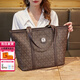 喵小姐輕奢高端品牌女士手提包包女包新款通勤大容量單肩包女印花托特包 深咖色(休閑百搭高級感小眾高檔)