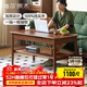 維莎源氏木語(yǔ)全實(shí)木高茶幾美式輕奢高款茶桌胡桃色加高雙層茶臺 1.2米-高茶幾【胡桃色】